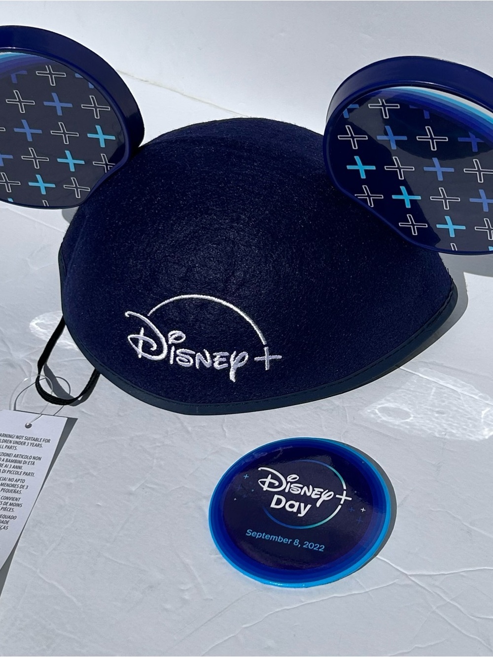 Disney Plus Day Sept. 8, 2022 Mickey Mouse Ears hat & button set Size Adult NWT